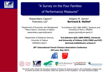 A Survey on the Four Families  of Performance Measures Massimiliano Caporin 1 Grgory M.