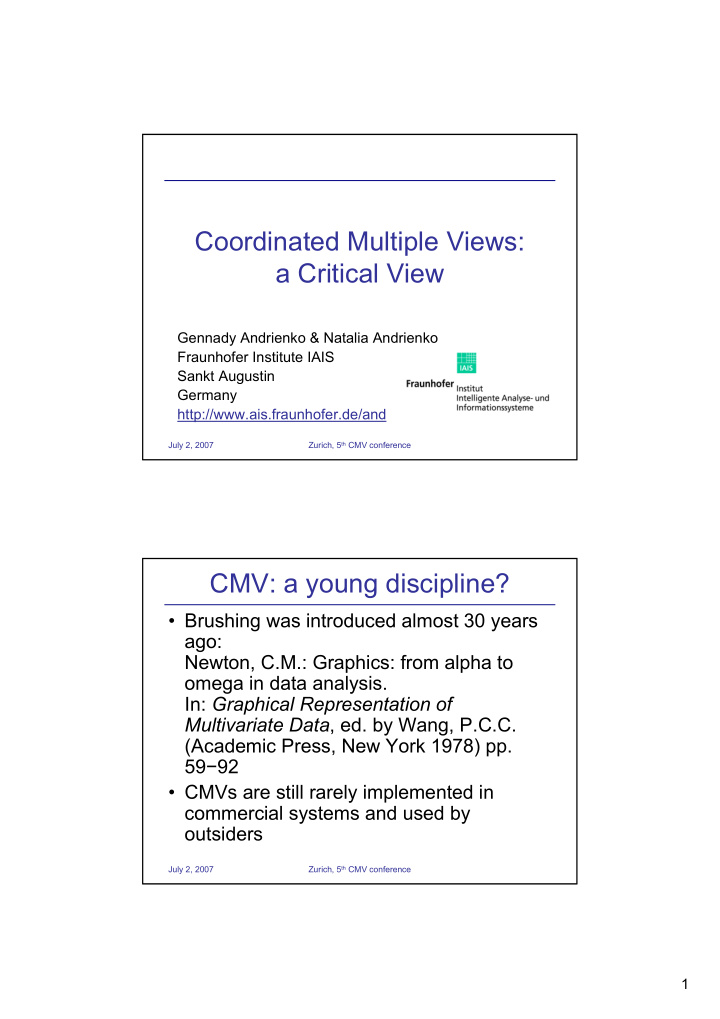 coordinated multiple views a critical view