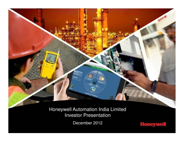 honeywell automation india limited investor presentation