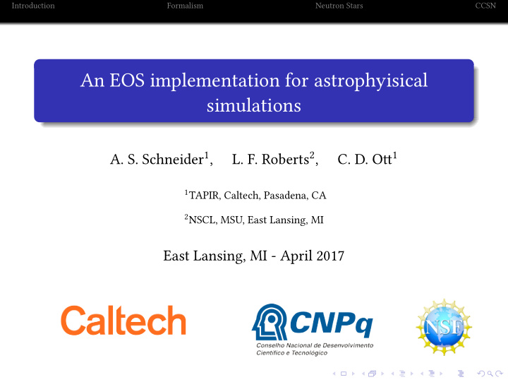 an eos implementation for astrophyisical simulations