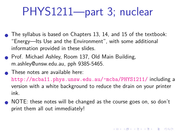 phys1211 part 3 nuclear