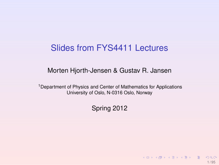 slides from fys4411 lectures