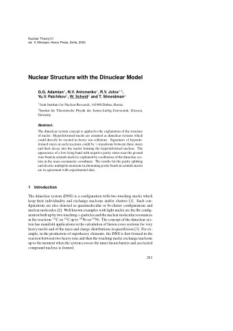 Nuclear Structure with the Dinuclear Model G.G. Adamian 1 , N.V. Antonenko 1 , R.V. Jolos 1 , 2 ,