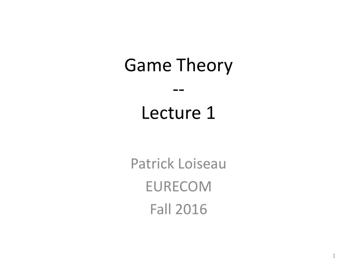 game theory lecture 1