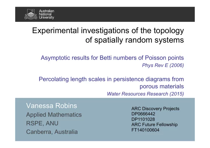 experimental investigations of the topology of spatially