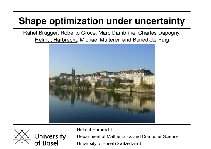 shape optimization under uncertainty