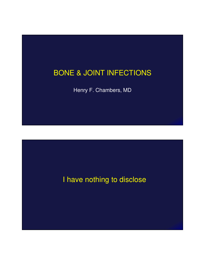 bone joint infections