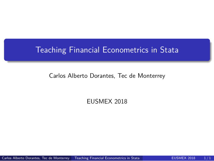 teaching financial econometrics in stata
