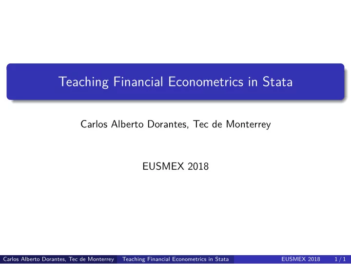 teaching financial econometrics in stata