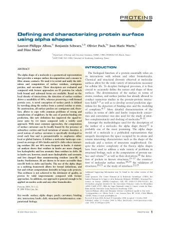 proteins  STRUCTURE O FUNCTION O BIOINFORMATICS  Defining and characterizing protein surface  using