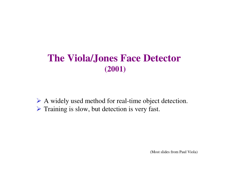 the viola jones face detector