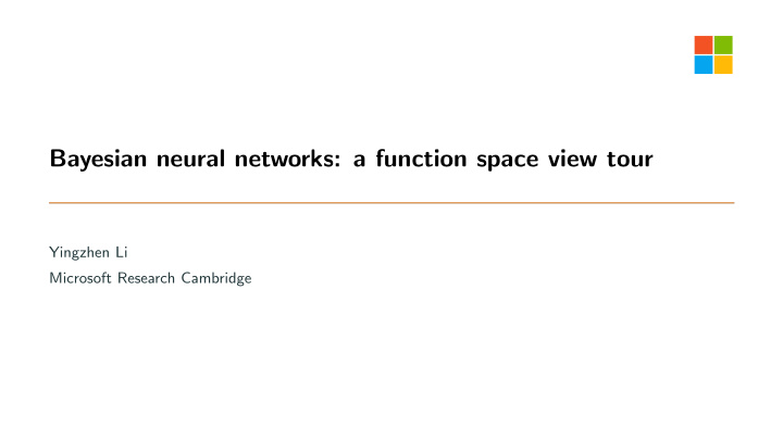 bayesian neural networks a function space view tour