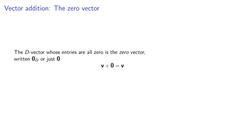 vector addition the zero vector