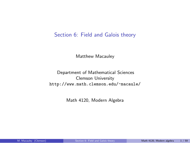 section 6 field and galois theory
