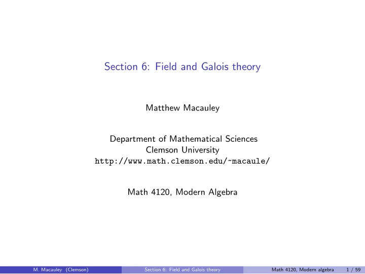 section 6 field and galois theory