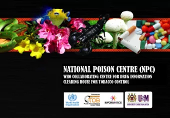 NATIONAL POISON CENTRE (NPC)  WHO COLLABORATING CENTRE FOR DRUG INFORMATION  CLEARING HOUSE FOR