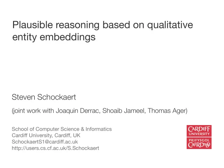 plausible reasoning based on qualitative entity embeddings