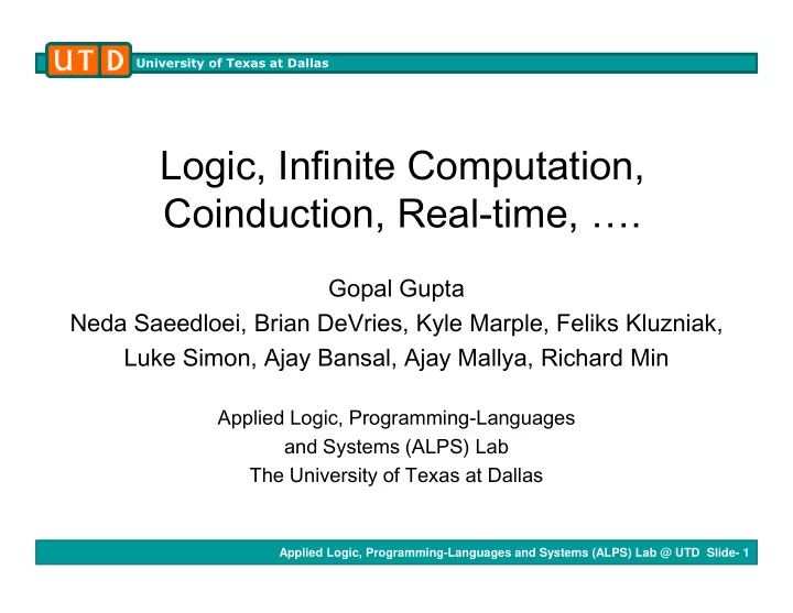 logic infinite computation coinduction real time