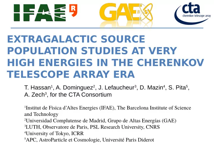 extragalactic source population studies at very high