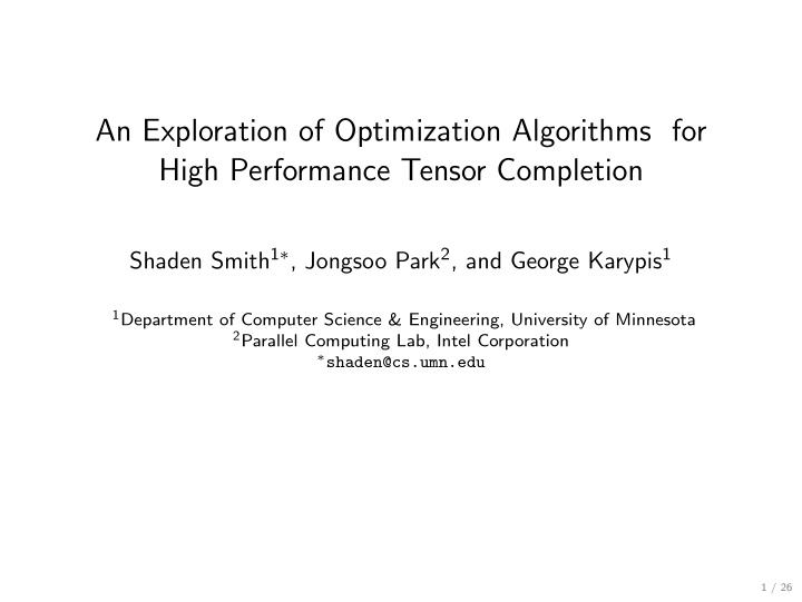 an exploration of optimization algorithms for high