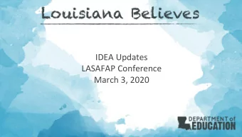 March 3, 2020  Supporting Students with Disabilities  The Department organizes the way in which we