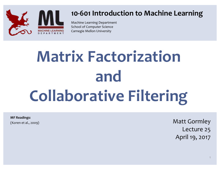 matrix factorization and collaborative filtering