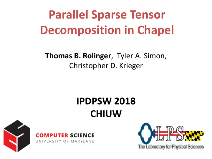 parallel sparse tensor decomposition in chapel