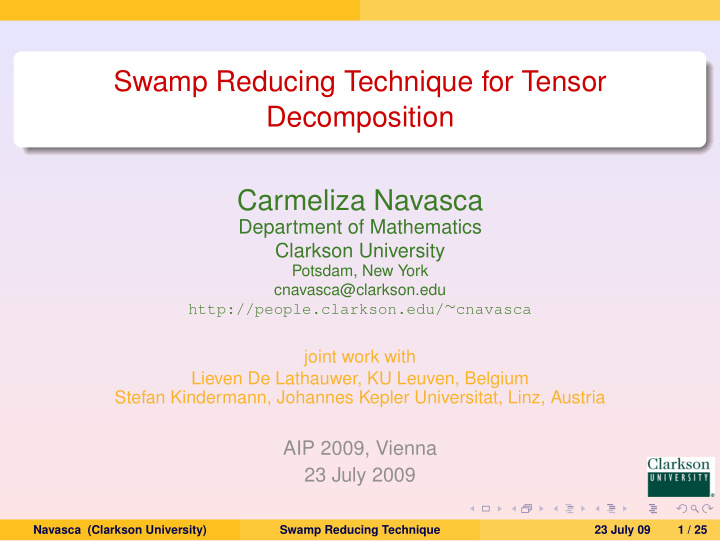 swamp reducing technique for tensor decomposition