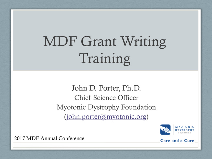 mdf grant writing training