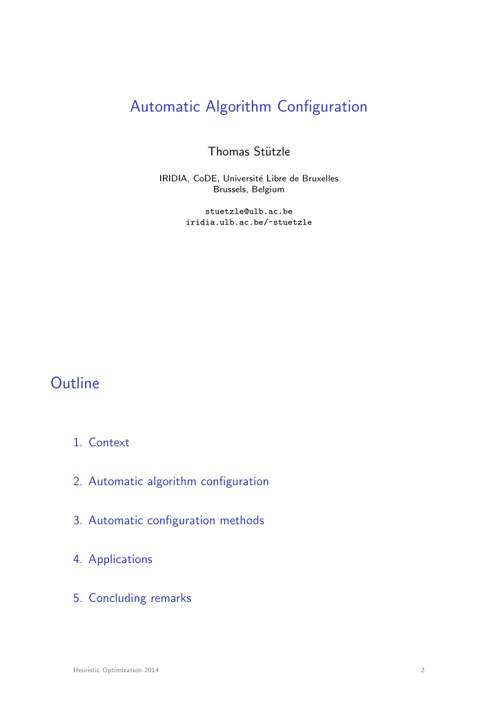 automatic algorithm configuration