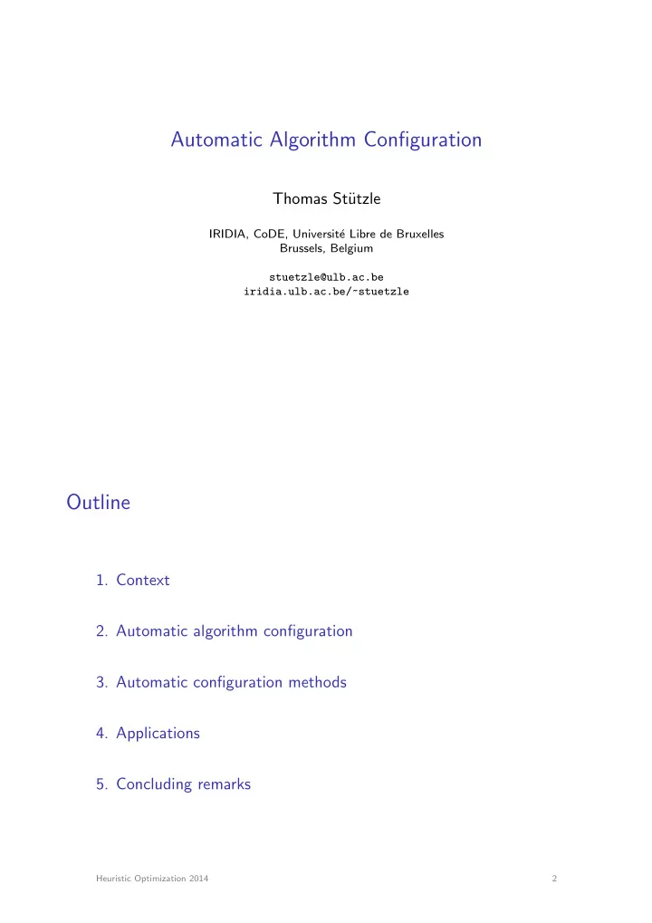 automatic algorithm configuration