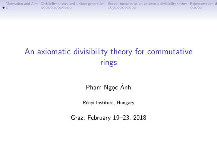 an axiomatic divisibility theory for commutative rings