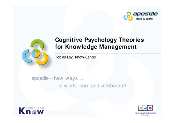 cognitive psychology theories for knowledge management