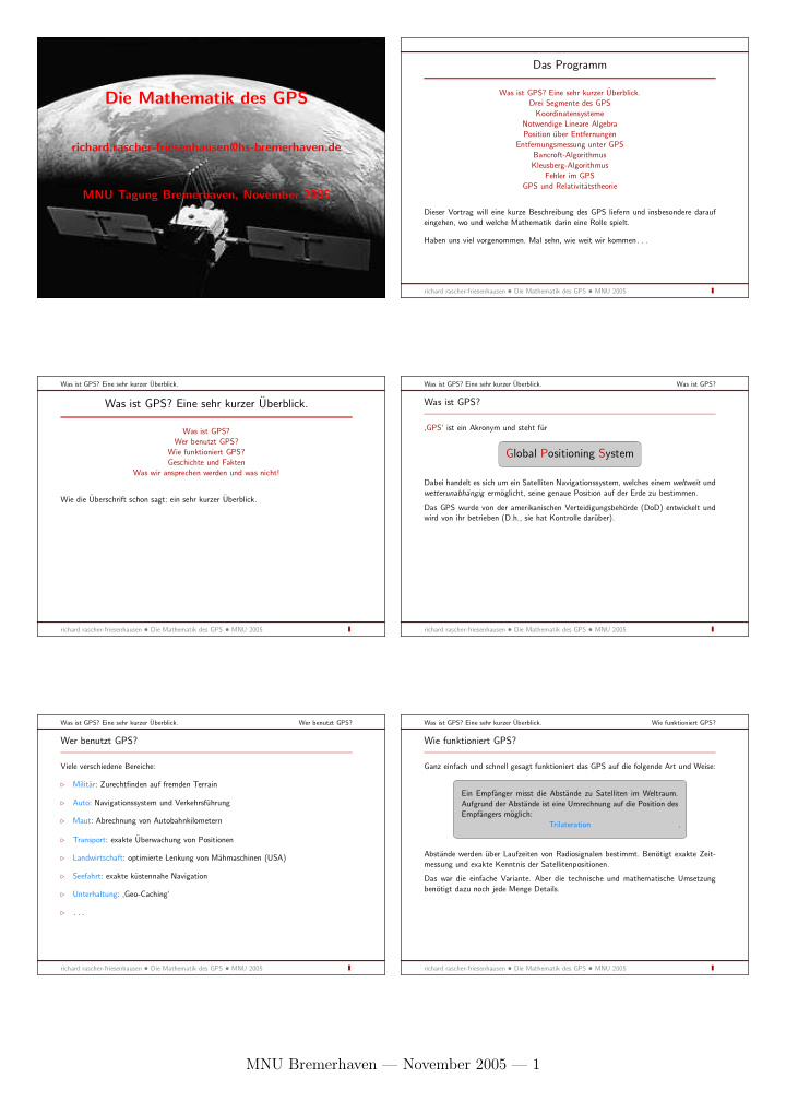 die mathematik des gps