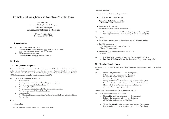 complement anaphora and negative polarity items