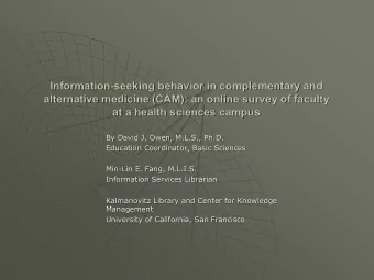 Information-  -seeking behavior in complementary and  seeking behavior in complementary and