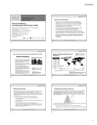 6/21/2019  Epidemiology and Public Health  Society, Gender and Health  Goals of the presentation