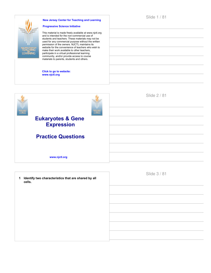 eukaryotes gene expression practice questions