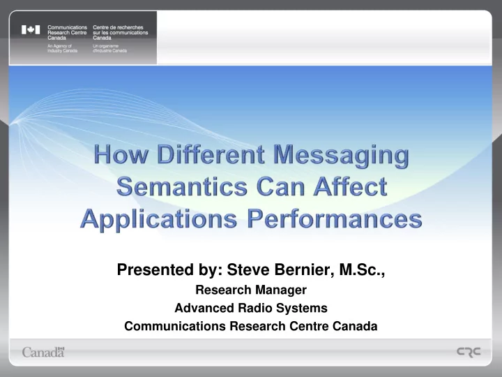 presented by steve bernier m sc