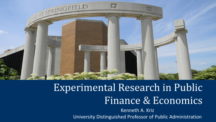 experimental research in public finance amp economics