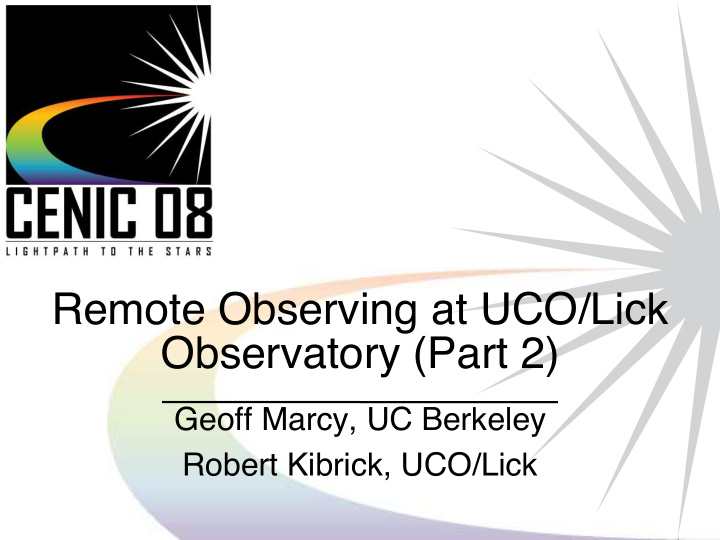 remote observing at uco lick observatory part 2