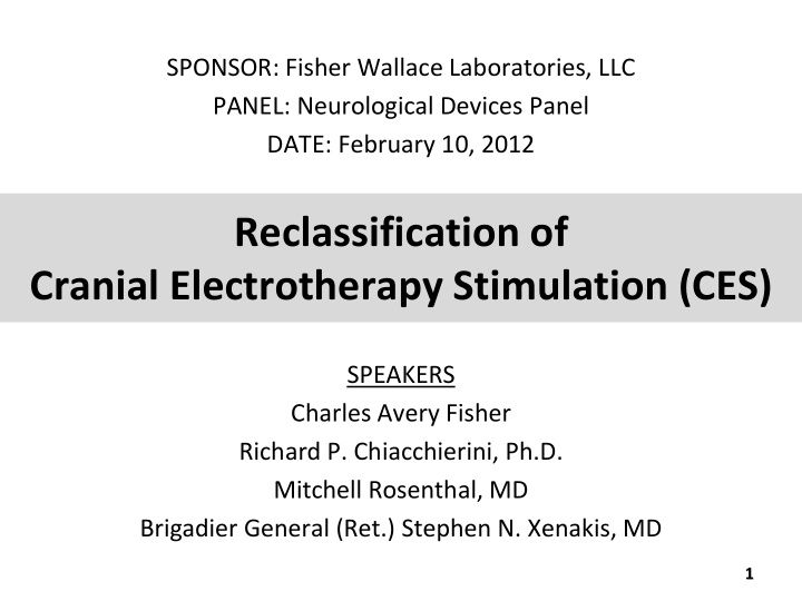 reclassification of cranial electrotherapy stimulation ces