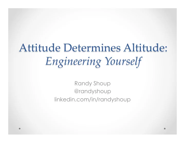 engineering yourself