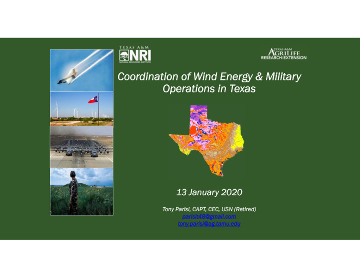 coor coordination of wind energy militar dination of wind