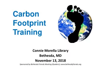 Footprint  Training  Connie Morella Library  Bethesda, MD  November 13, 2018  Sponsored by Bethesda