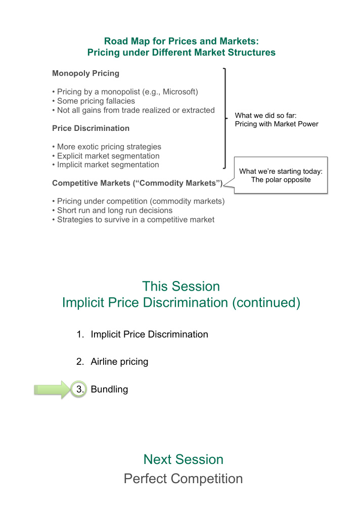 this session implicit price discrimination continued