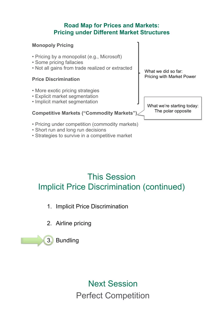 this session implicit price discrimination continued