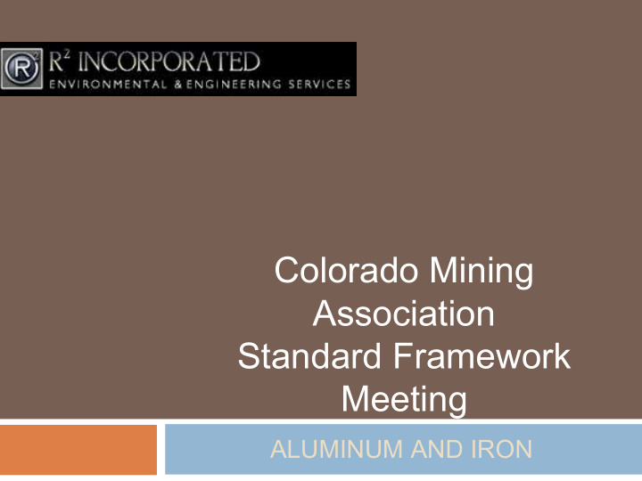 colorado mining association standard framework meeting