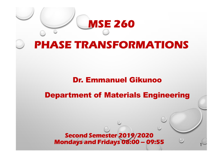 mse 260 phase transformations