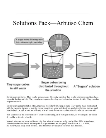 _______________________  Solutions PackArbuiso Chem  Solutions are mixtures.  They can be
